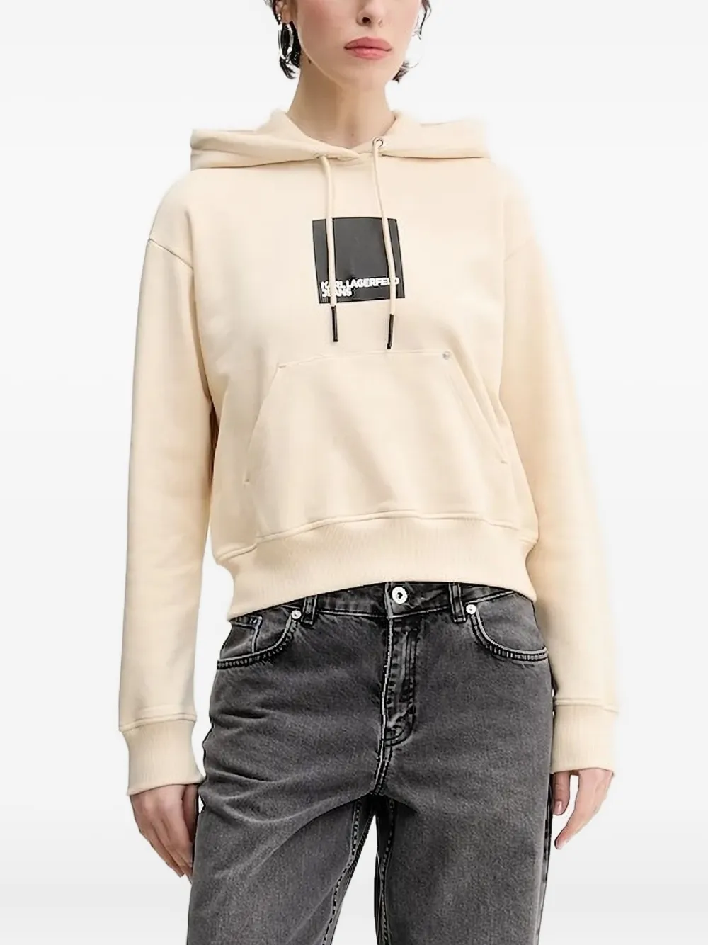 

Толстовка с капюшоном и завязками на шнурке с логотипом Karl Lagerfeld Jeans, нейтральный