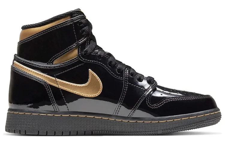 Jordan Кроссовки Air 1 Retro High OG Black Metallic Gold GS — фото 3