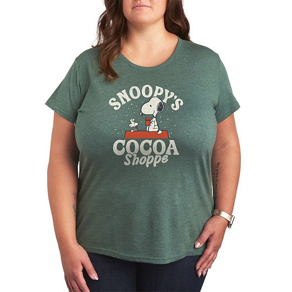 

Футболка с принтом Peanuts Snoopy's Cocoa Shoppe plus size Licensed Character, Heather Juniper