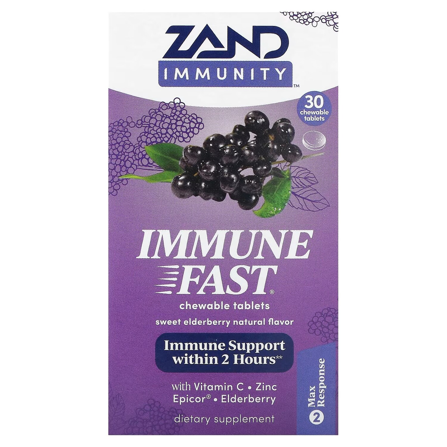 

Добавка Zand Immunity Immune Fast Sweet Elderberry, 30 жевательных таблеток