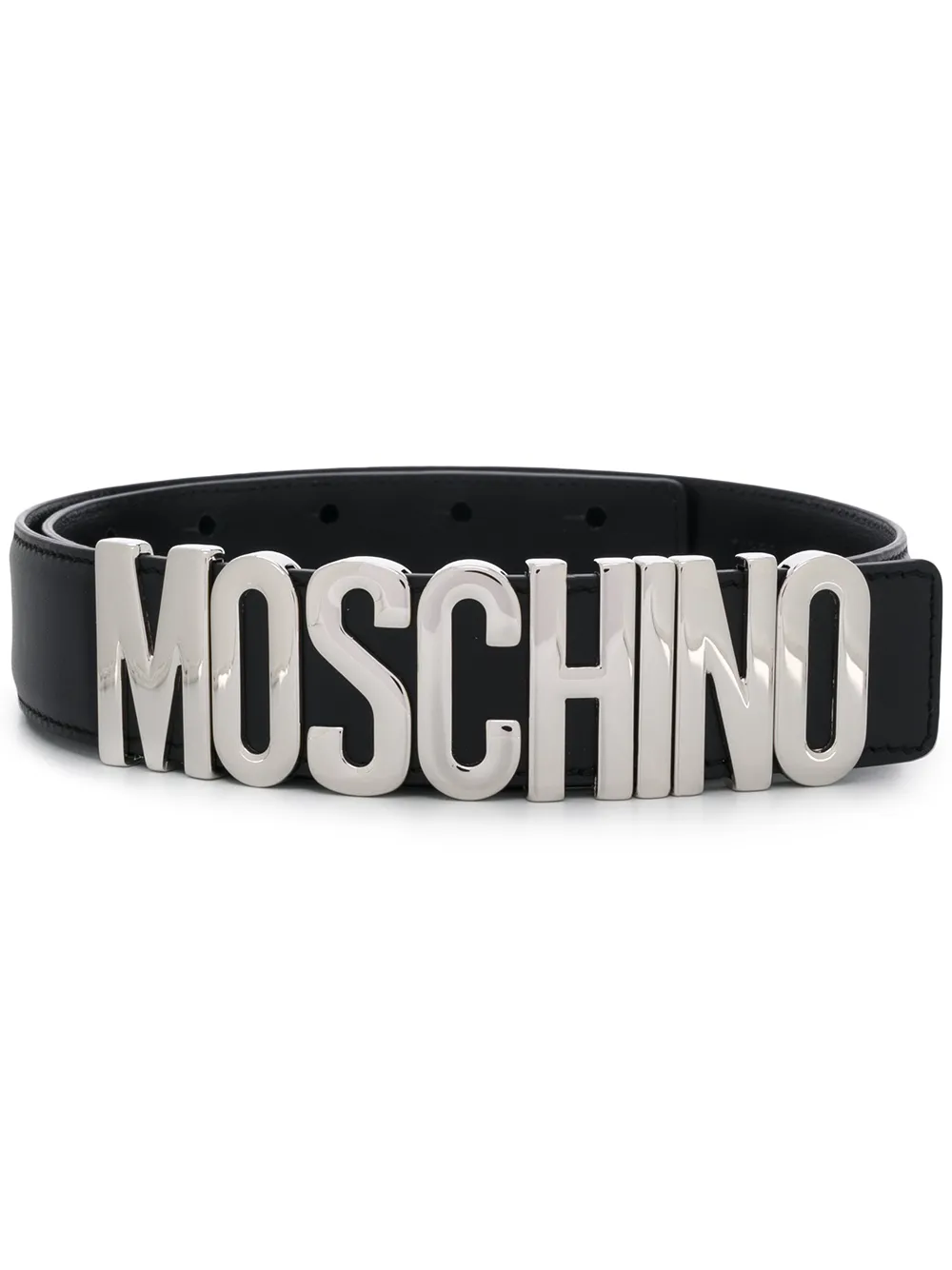 

Ремень с металлическим логотипом Moschino, черный