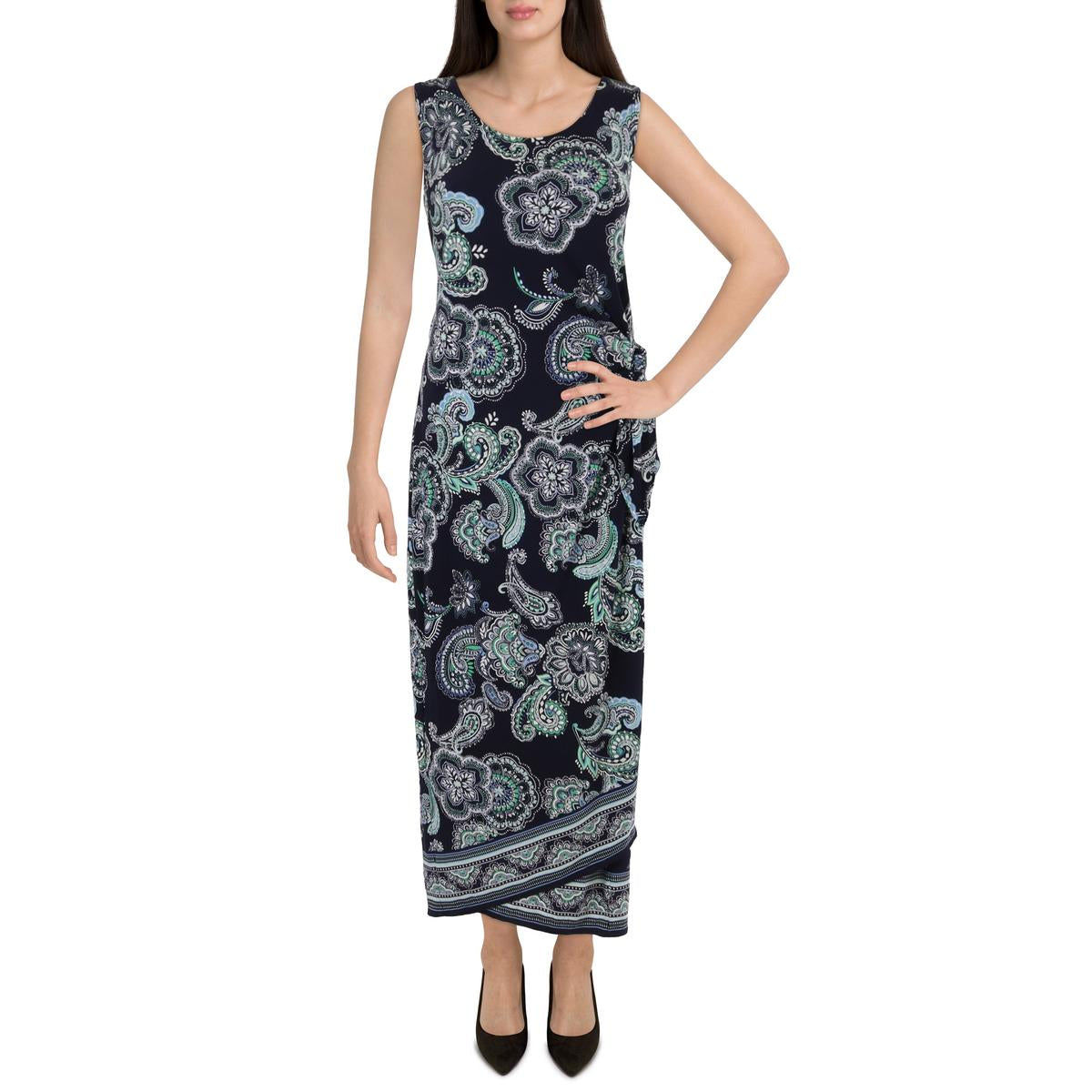 

Женское платье-клеш из полиэстера с принтом Signature By Robbie Bee, цвет navy multi