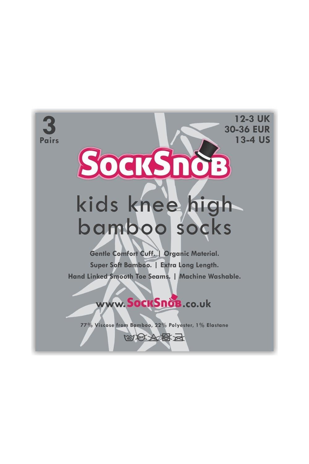 12 пар мягких бамбуковых разноцветных школьных носков до колена Sock Snob, синий — фото 2