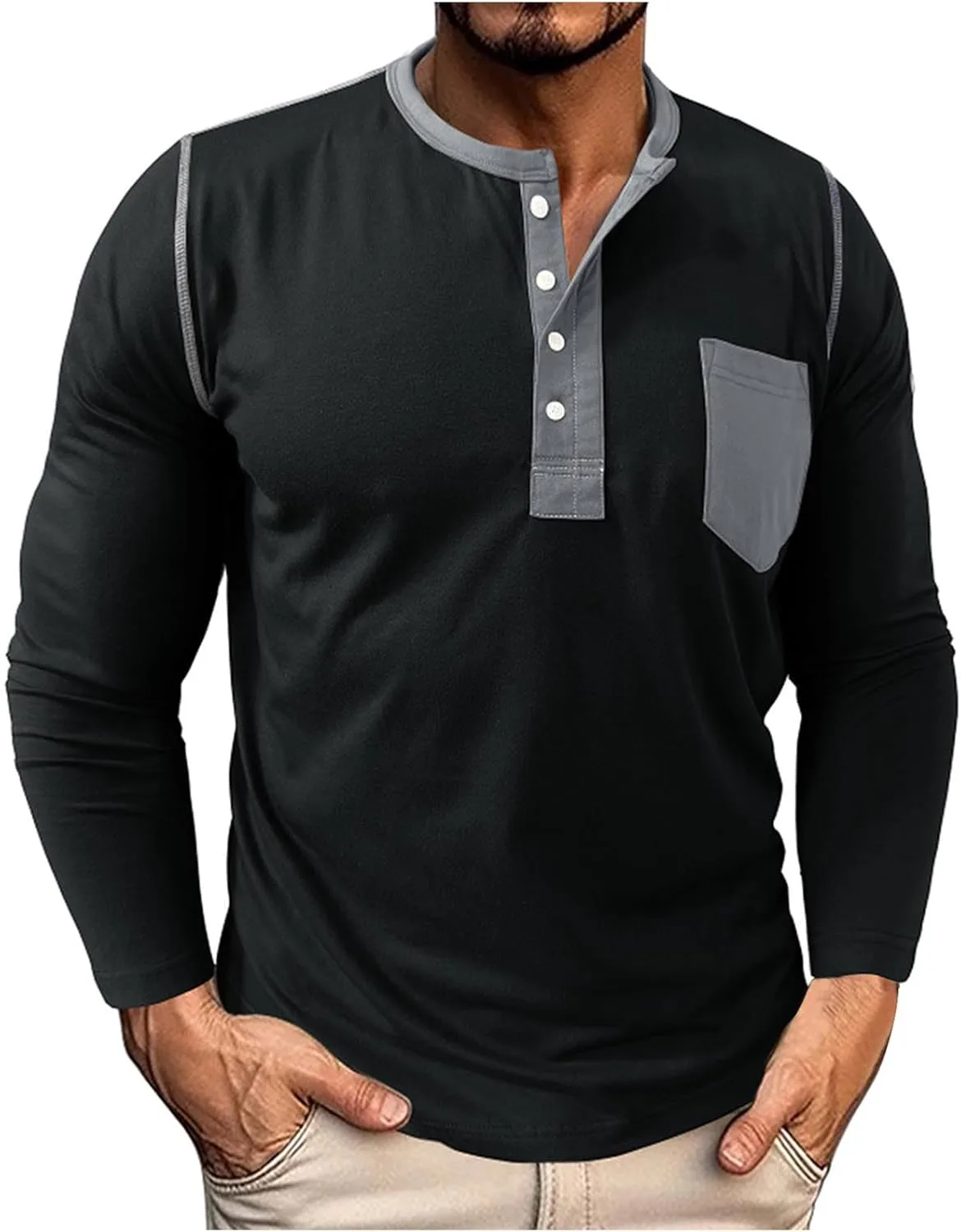 

Мужская хлопковая рубашка-поло с длинным рукавом и карманом Dovford