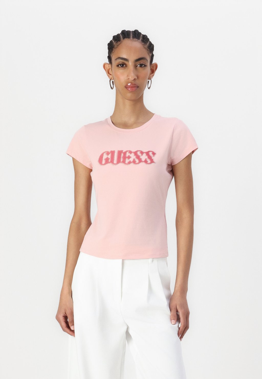 

Футболка с принтом PONY HAIR TEE Guess, светло-розовый