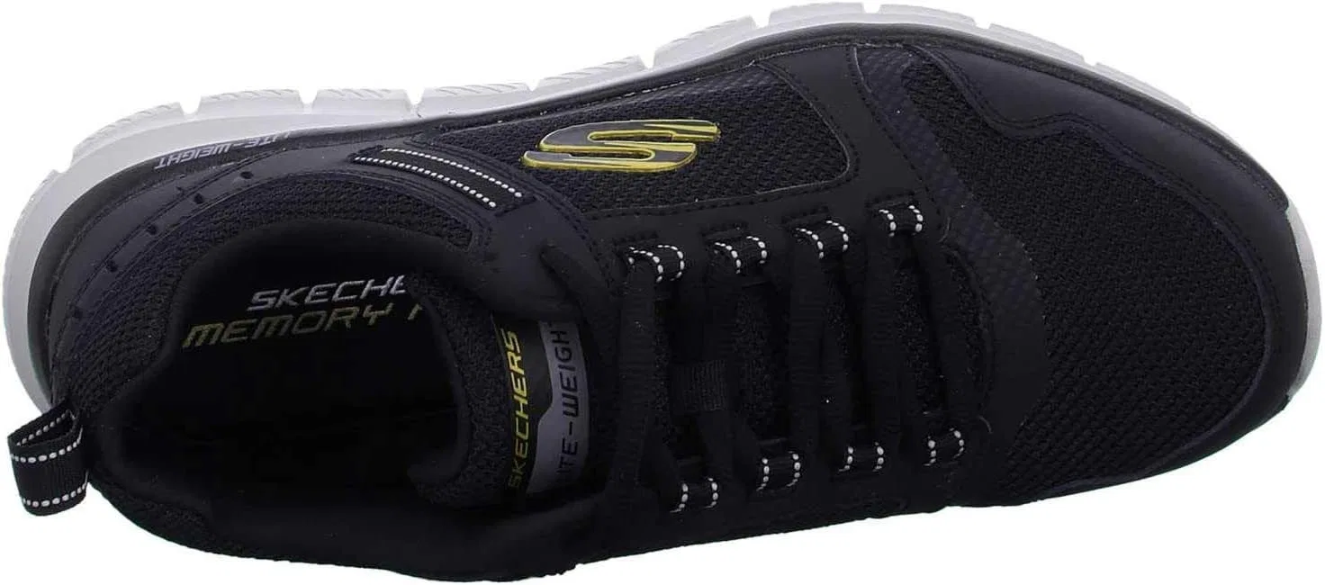 Мужские кроссовки Skechers Burns 52635-bbk, Black Leather Mesh Gold Pu Trim — фото 4
