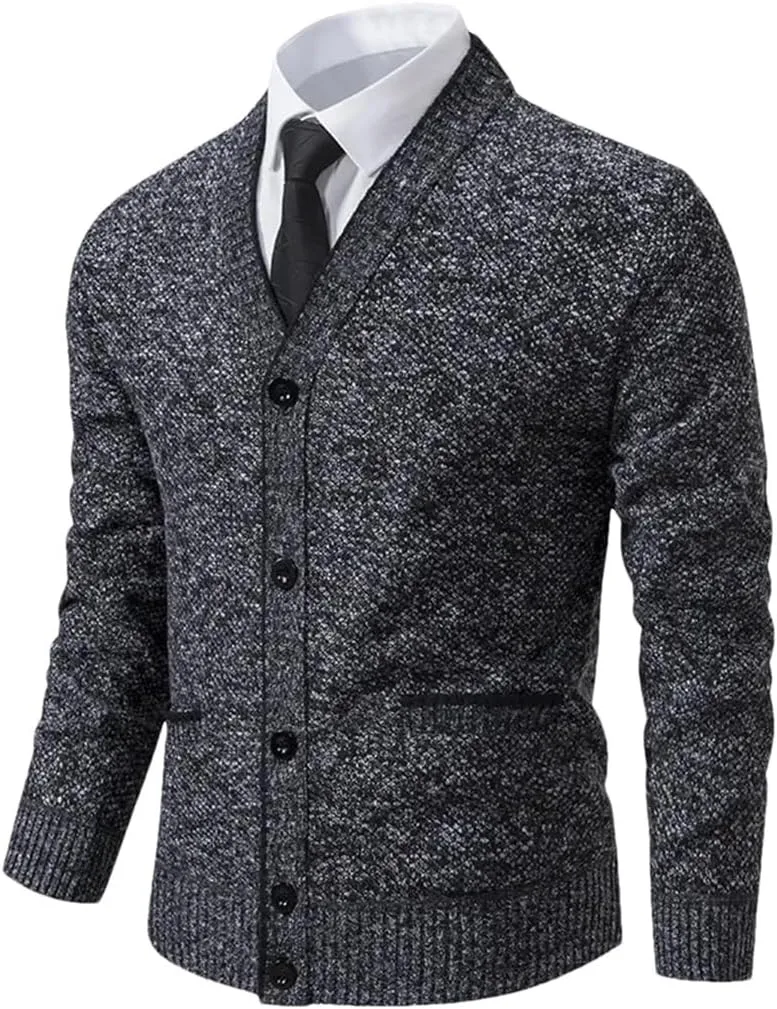 

Мужской кардиган на пуговицах, вязаный свитер с v-образным вырезом