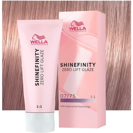 

Shinefinity Raspberry Latte 07/75 Medium Sand Blonde Mahogany 60 мл Demi-Parming Color Wella