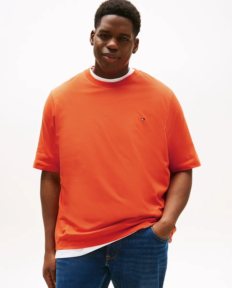 

Мужская однотонная футболка с коротким рукавом больших размеров Tommy Hilfiger, оранжевый