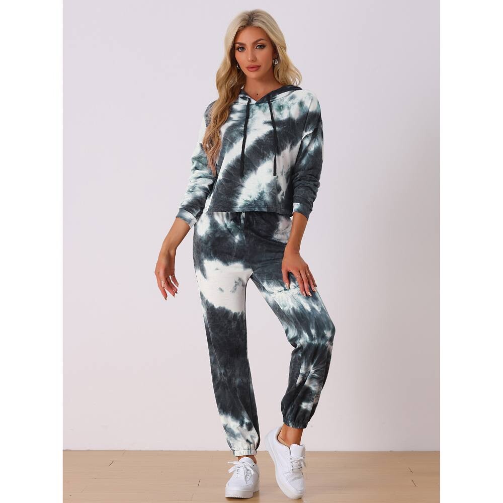 

Женские спортивные костюмы из 2 предметов, пуловер с капюшоном и шнурком, спортивный костюм, спортивный костюм ALLEGRA K, черный