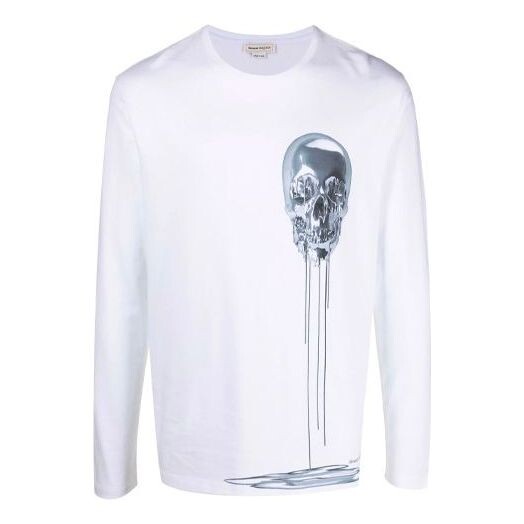 

Футболка men's skeleton printing round neck long sleeves white Alexander Mcqueen, белый