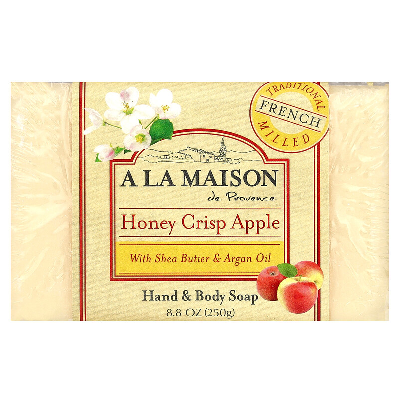 

A La Maison de Provence, кусковое мыло для рук и тела, с медом и яблоком, 250 г (8,8 унции)