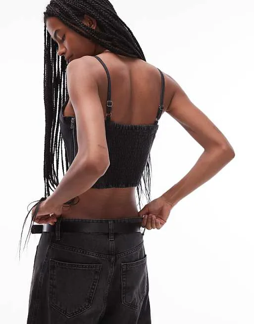 Черный джинсовый корсет-топ на бретелях Levi's — фото 4