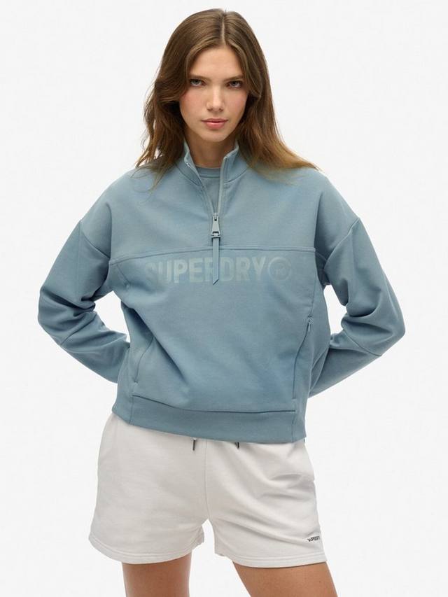 

Active Tech Relaxed полузастёгивающийся джемпер с логотипом Superdry, Stormy Blue