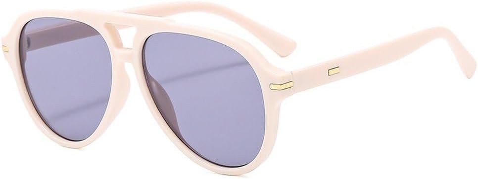 

Ретро-солнцезащитные очки-пилот с двойной перемычкой для женщин, модные градиентные очки с защитой от УФ-излучения UV400 для мужчин, трендовые солнцезащитные очки с заклепками SKFGNX, Beige Light Purple