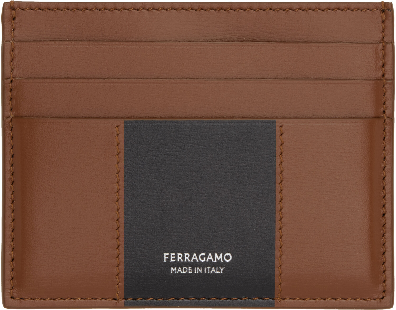 

Двухцветный коричневый и черный держатель для карт Ferragamo