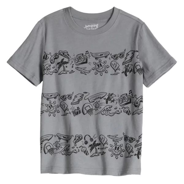 

Футболка с коротким рукавом и принтом для мальчиков 4–12 лет Jumping Beans, цвет grey icon stripe
