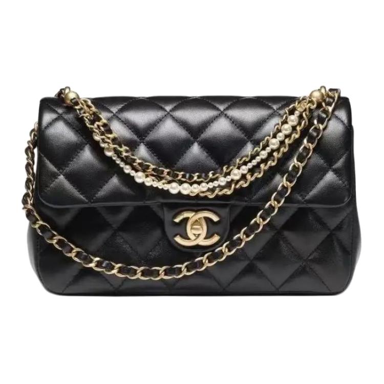 

Маленькая женская сумка через плечо из кожи ягненка black CHANEL, Set (Bag+Dust Bag)