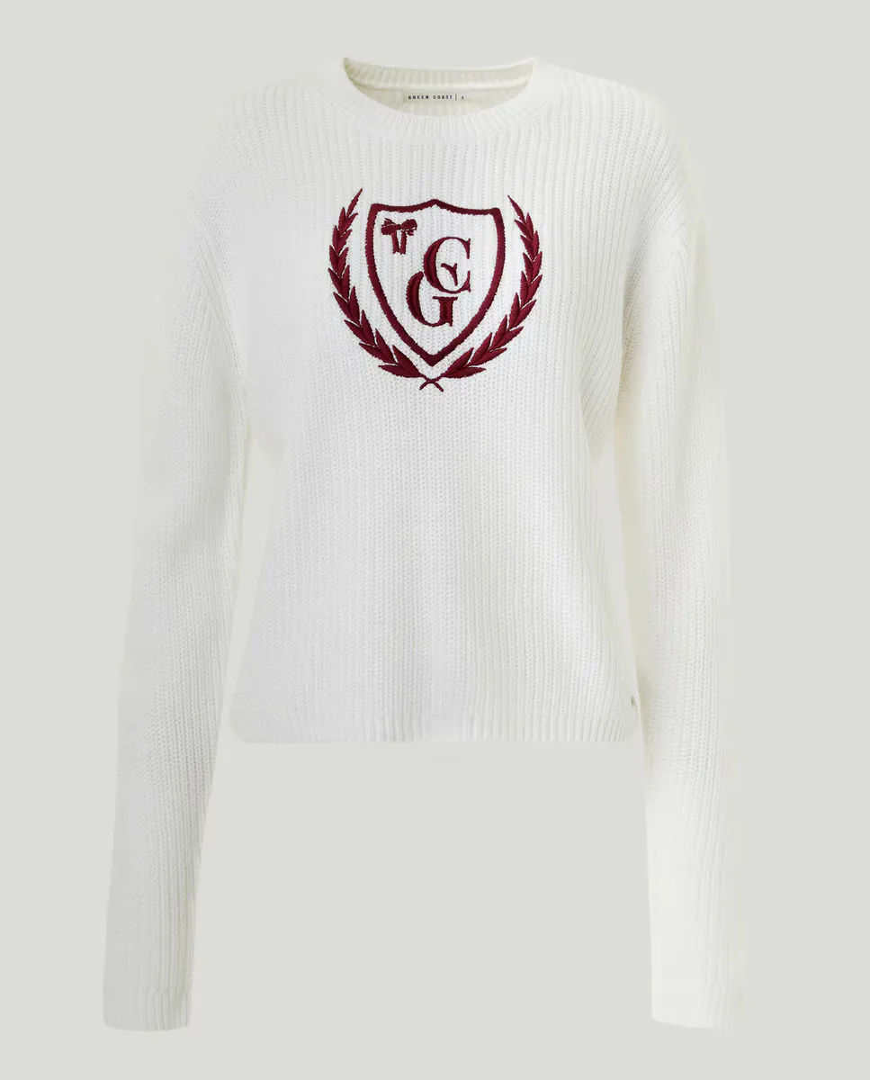 

Женский джемпер varsity с вышивкой Green Coast, цвет 120 Crudo
