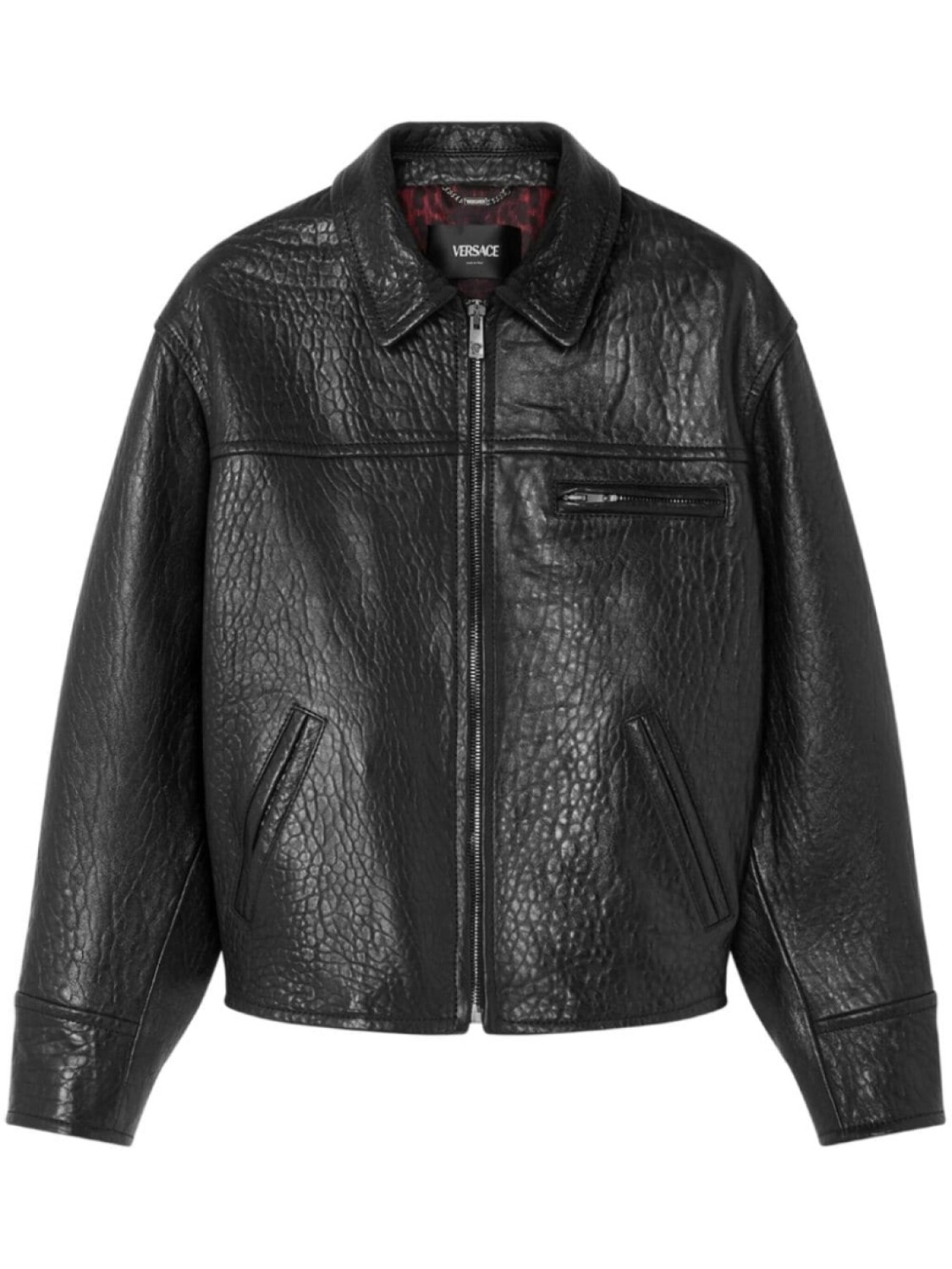 

Куртка из текстурированной кожи Versace, черный