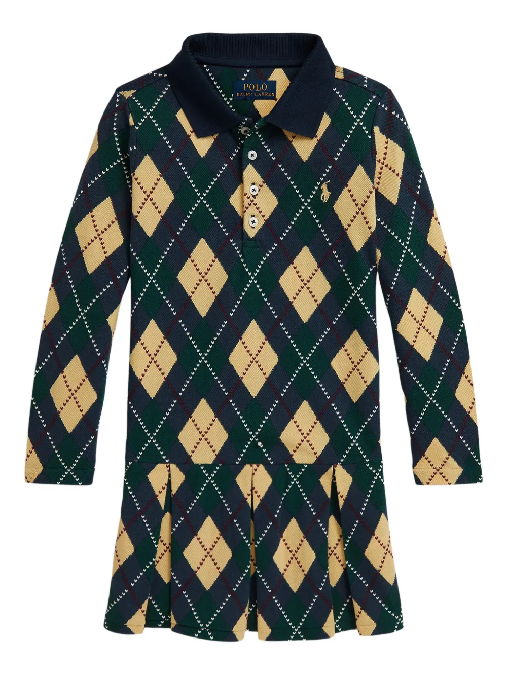 

Плиссированное платье с узором аргайл POLO RALPH LAUREN KIDS, зеленый