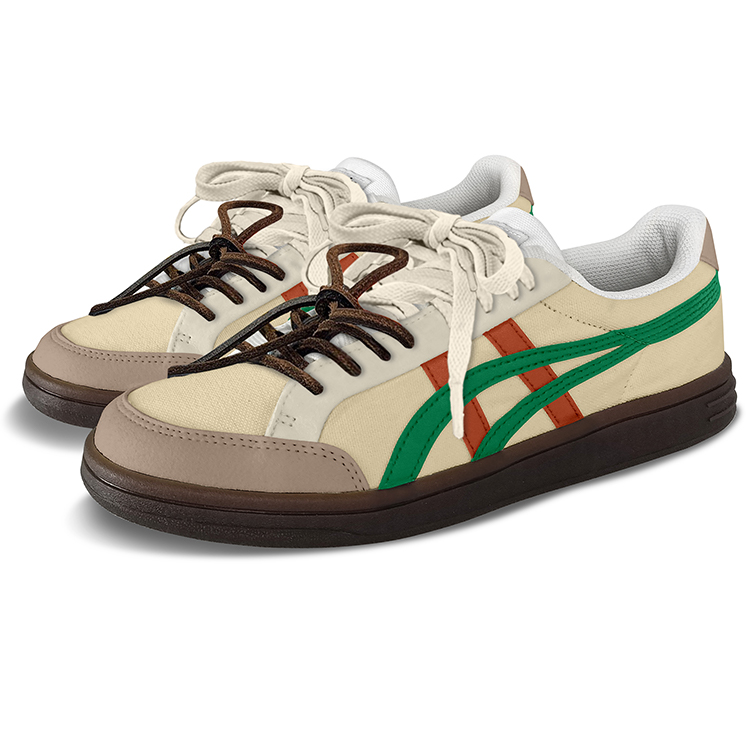 Onitsuka Tiger Advanti противоскользящие износостойкие низкие скейтерские кроссовки унисекс зеленые красные экрю, цвет Ecru — фото 3
