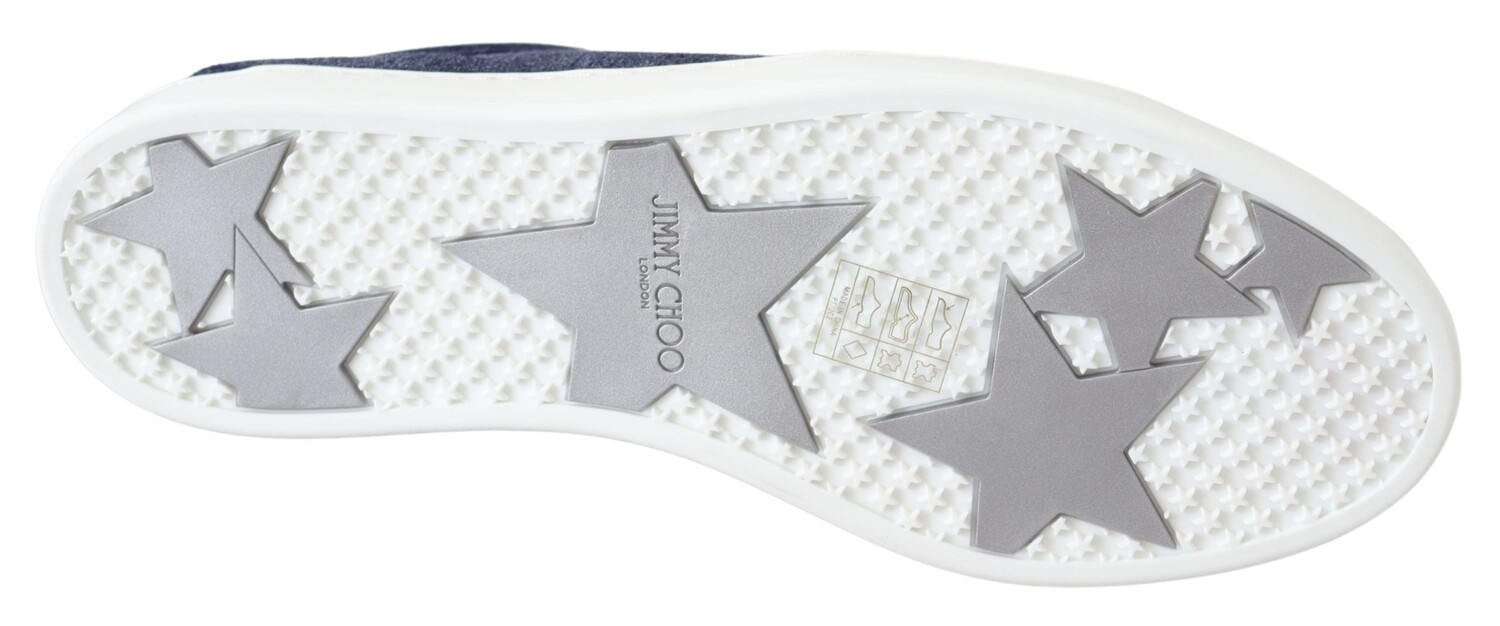 Jimmy Choo Шикарные замшевые женские кроссовки без шнуровки, синий — фото 2
