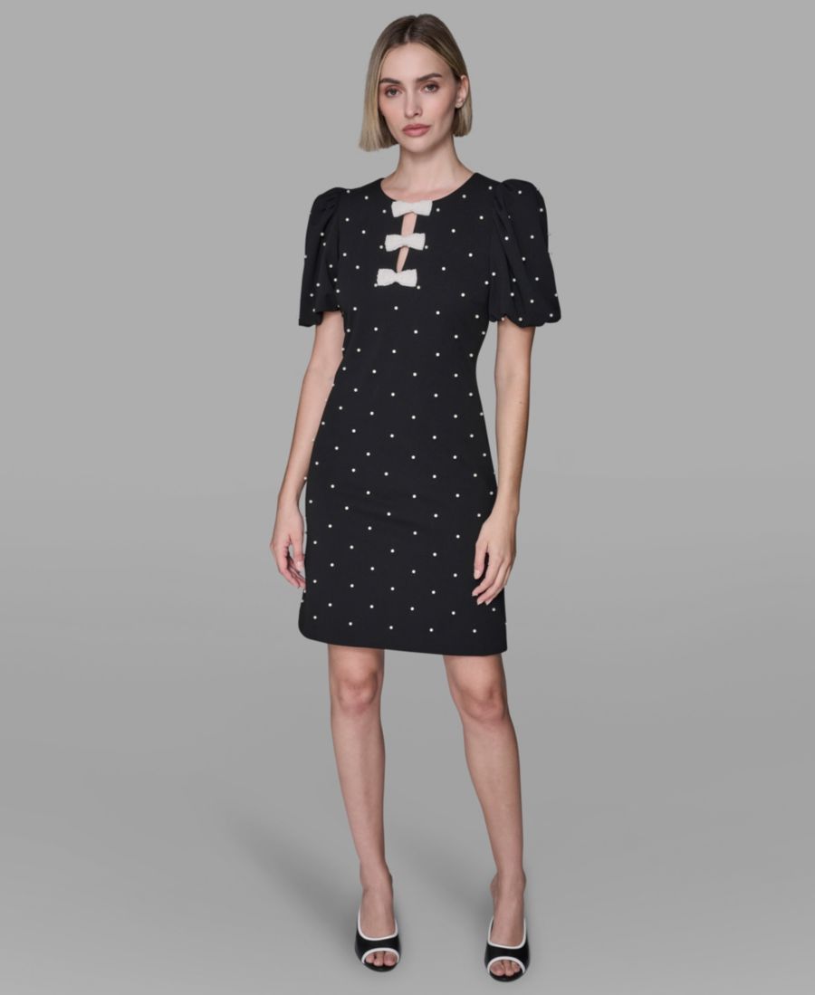 

Женское платье-футляр из крепа с отделкой в виде банта KARL LAGERFELD PARIS, Black