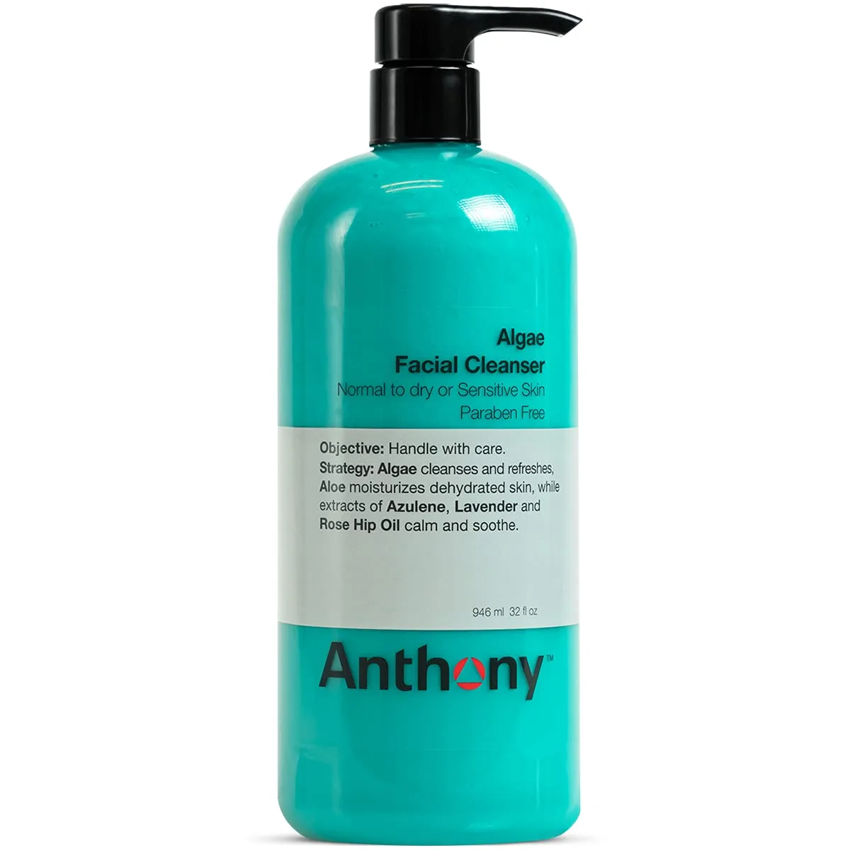 Гель для умывания Anthony — Algae Facial Cleanser, - очищающее средство для лица с водорослями, алоэ вера, азуленом, 946 мл
