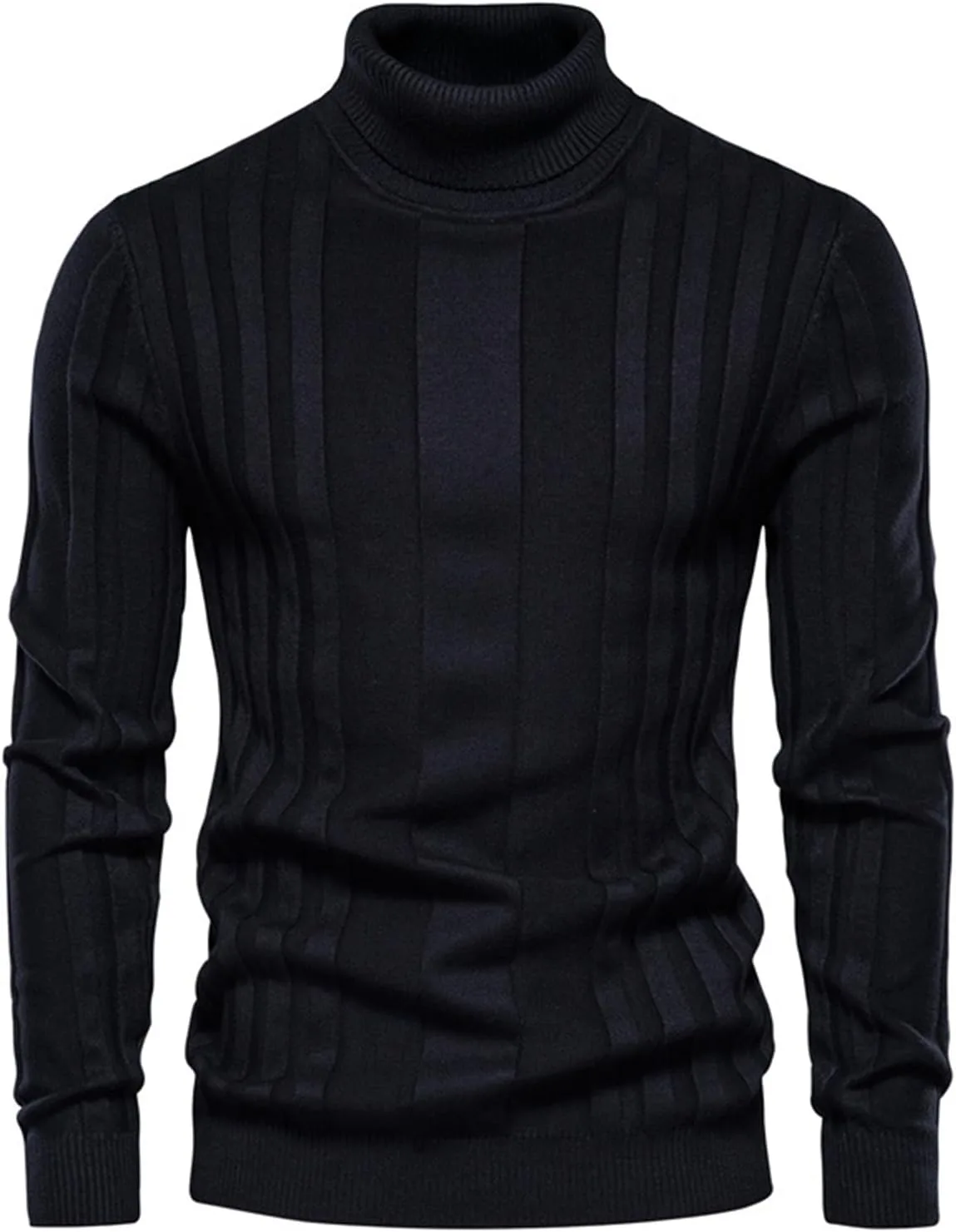 Мужской свитер Slim Fit с воротником-стойкой, кабельной вязкой и длинными рукавами
