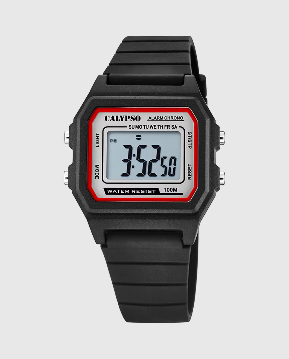 

K5805/4 Digital Crush Черные резиновые мужские часы Calypso, черный