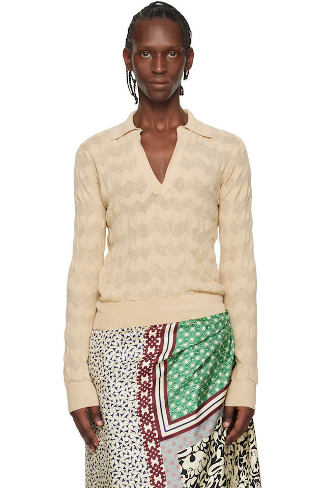 

Вязаное поло Dries Van Noten, бежевый