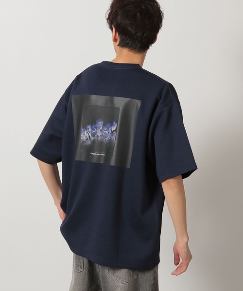 

Футболка с цветочным принтом на спине LAKOLE, темно-синий