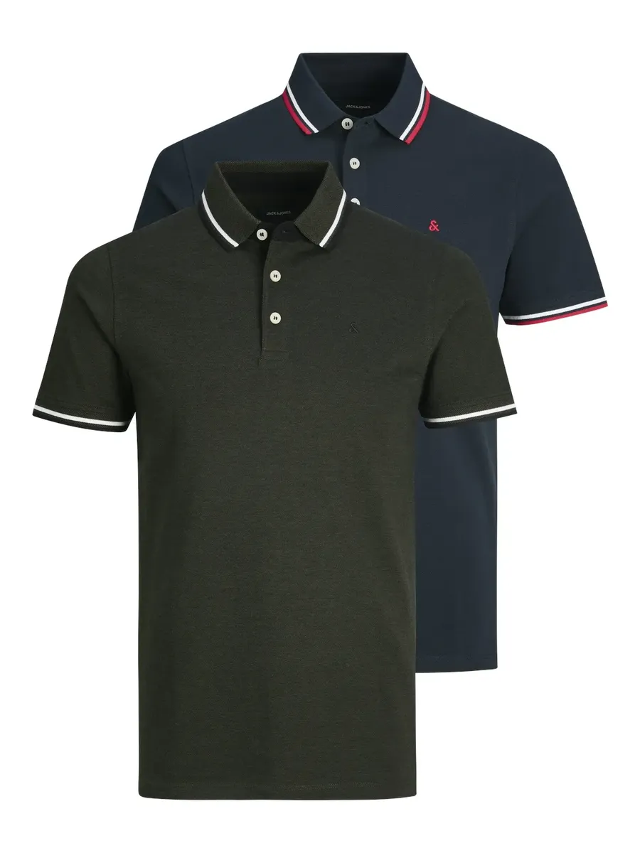 

Рубашка-поло Jack & Jones "JJEPAULOS POLO SS 2PK MP NOOS", синий
