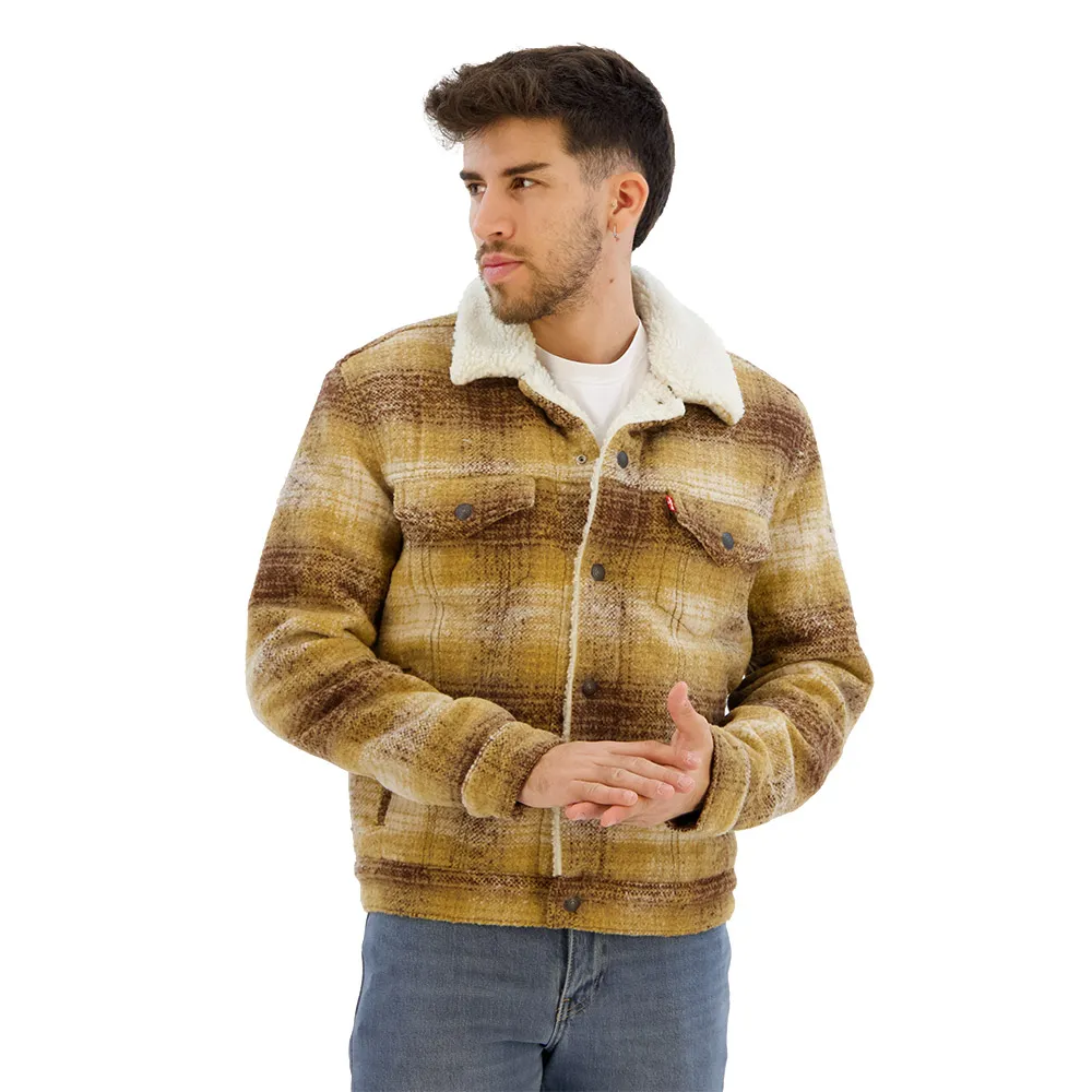 

Куртка Levi's Plaid Type3 Sherpa Trucker, коричневый