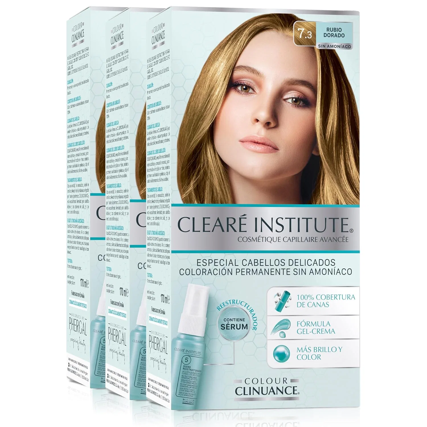Стойкая краска для волос Clinuance без аммиака, 7.3 золотистый блонд, 170 мл Clearé Institute, 7.3 Golden Blonde