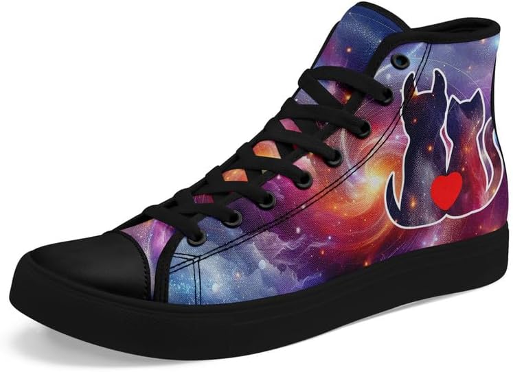 

Высокие кеды из ткани для девочек и мальчиков с принтами галактики, кошек и собак, модные кроссовки, дышащие, легкие, повседневная обувь Awsole, черный/красный/синий/фиолетовый