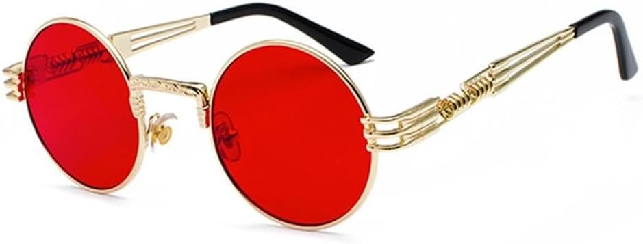 

Модные ретро-солнцезащитные очки в стиле стимпанк с металлическими дужками для мужчин и женщин, разноцветные, в стиле панк, с защитой от ультрафиолета UV400 LOVQZAOF, N17 Gold Red