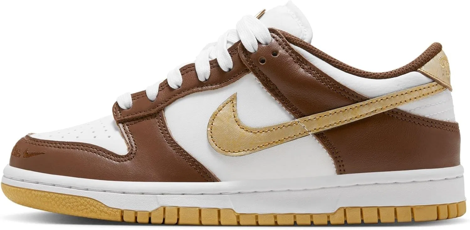 Детские кроссовки Nike Dunk Low, White/Metallic Gold-White