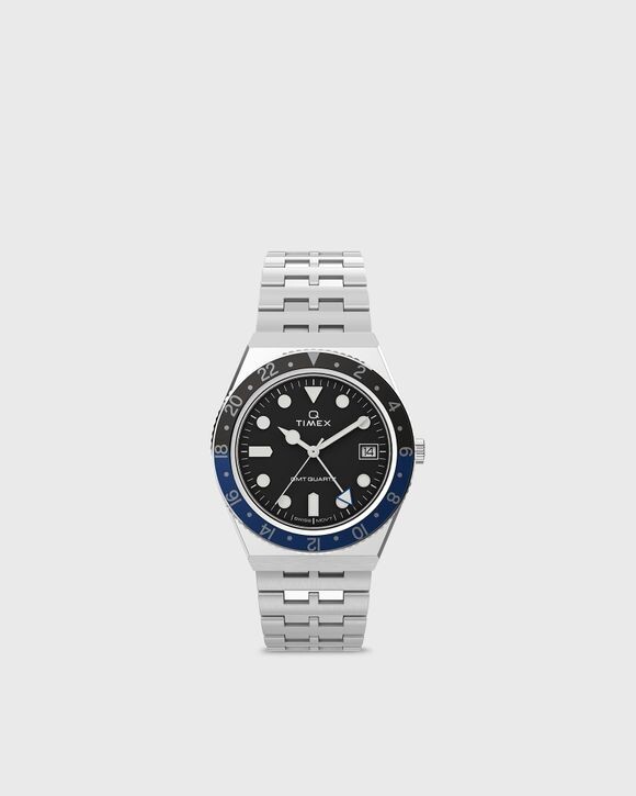 

Часы Timex Q Timex Gmt, цвет black dial/silver bracelet/black bl