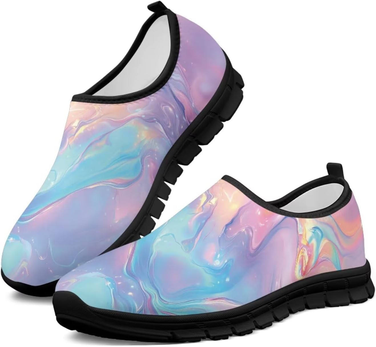 

Женские спортивные кроссовки без шнурков, дышащие, для ходьбы, бега, тенниса, тренировок, с нескользящей подошвой, широкая полнота, размер 5.5-13.5 Chririnla, Gradient Marble