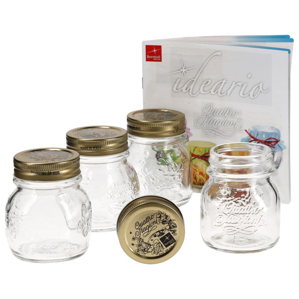 

Набор из 4 банок для консервирования Original Quattro Stagioni объемом 0,15 л, включая буклет рецептов Bormioli