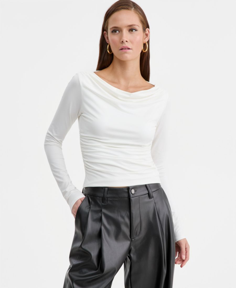 

Женская трикотажная блузка с вырезом-лодочкой Bar III, Crema