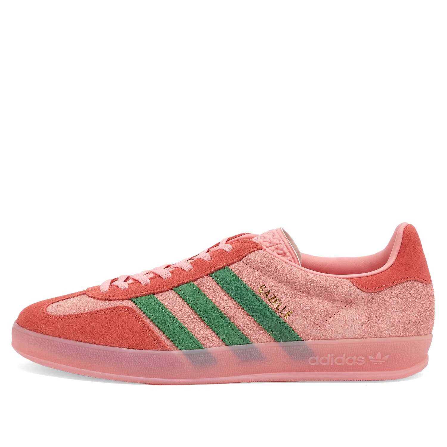 

Кроссовки Adidas Gazelle Indoor W, цвет Semi Pink Spark, Preloved Green & Preloved Scarlet