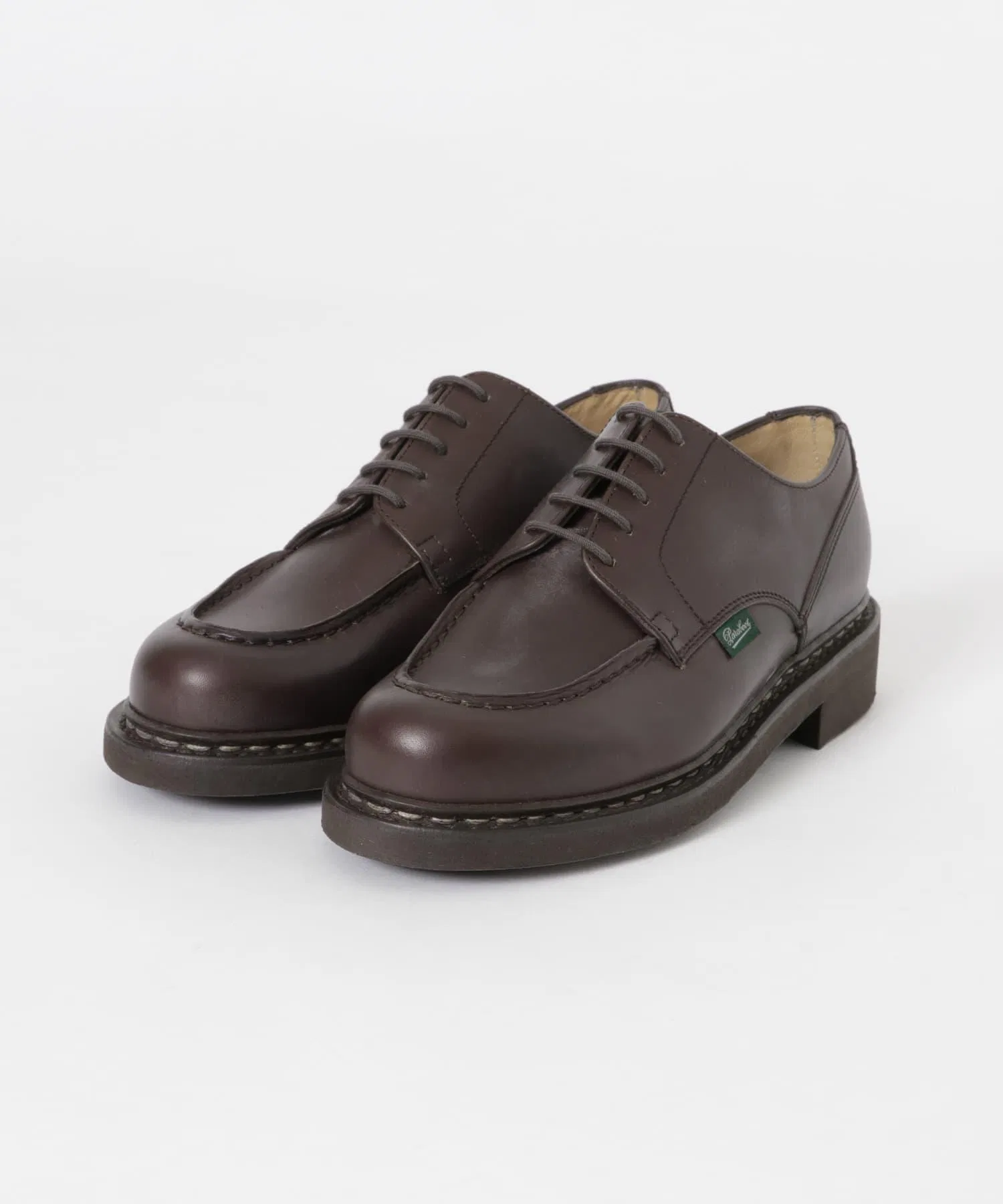 Мужские кожаные туфли U-образным мысом Paraboot Chambord темно-коричневые