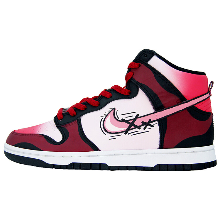 

Кастомизированные кроссовки Nike Dunk Skateboarding Men, черный/бордовый