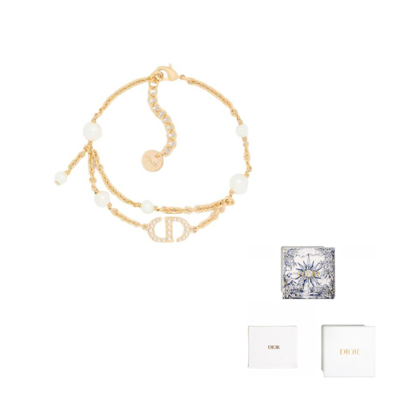 

DIOR Металлический браслет с жемчугом и кристаллами для женщин, золотой