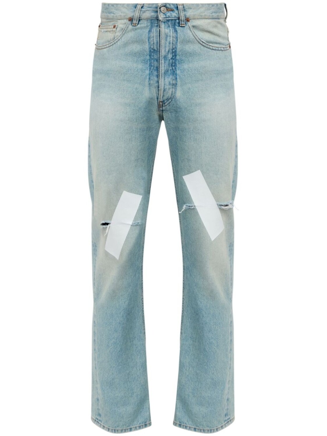 

Прямые джинсы с эффектом потертости MM6 Maison Margiela, синий