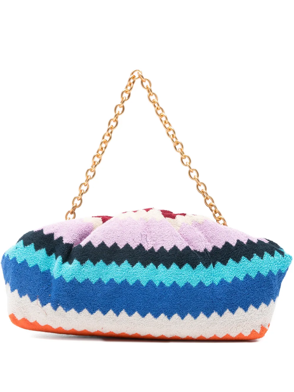 

Клатч с зигзагообразным плетением и ремешком-цепочкой Missoni, синий