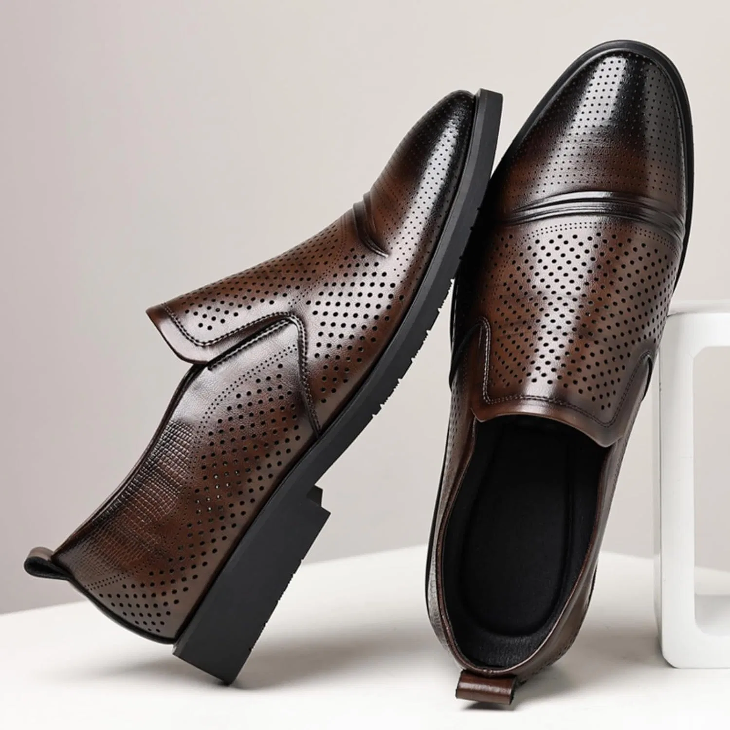 Туфли броги Leather Dress Shoes, коричневый — фото 2